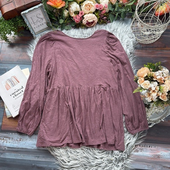 Torrid Cotton Boho Modal Slub Square Neck Rose Taupe Pintuck Babydoll Top, 1X - Picture 9 of 9